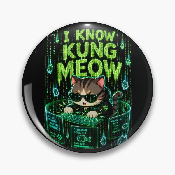 Item preview, I Know Kung Meow Shirt — Funny Hacker Cat Matrix Programmer Gift Kawaii Coding Cat Cyber Neon Tech Humor Tee designed and sold by MaynyStudio.