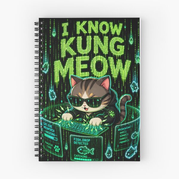 Item preview, I Know Kung Meow Shirt — Funny Hacker Cat Matrix Programmer Gift Kawaii Coding Cat Cyber Neon Tech Humor Tee designed and sold by MaynyStudio.