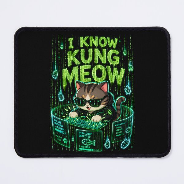 Item preview, I Know Kung Meow Shirt — Funny Hacker Cat Matrix Programmer Gift Kawaii Coding Cat Cyber Neon Tech Humor Tee designed and sold by MaynyStudio.