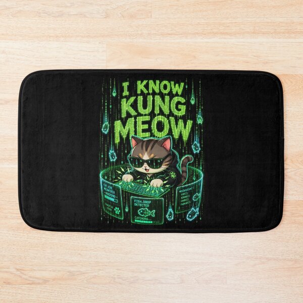 Item preview, I Know Kung Meow Shirt — Funny Hacker Cat Matrix Programmer Gift Kawaii Coding Cat Cyber Neon Tech Humor Tee designed and sold by MaynyStudio.