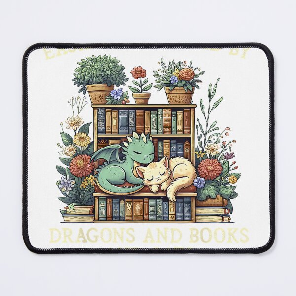 Item preview, Easily Distracted by Dragons Books Cats Fantasy Book Lover T-Shirt designed and sold by ‘Nothing Scares Me’ Store.