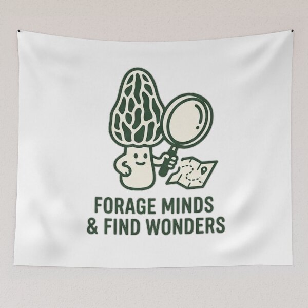 Item preview, Minimalist Morel Mushroom Foraging Line Art T-Shirt . designed and sold by AGawas.