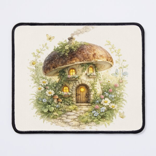 Item preview, Porcini Mushroom Fairy Cottage Watercolor Art designed and sold by CalmCapy Co.
