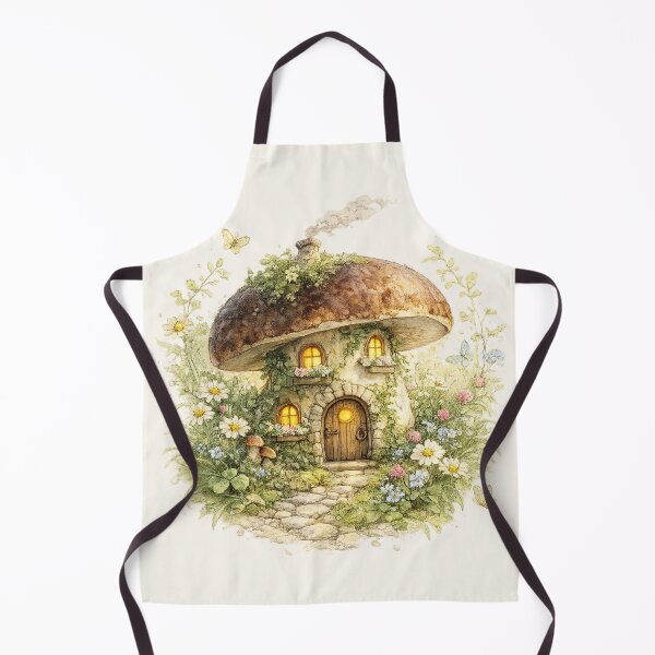 Item preview, Porcini Mushroom Fairy Cottage Watercolor Art designed and sold by CalmCapy Co.
