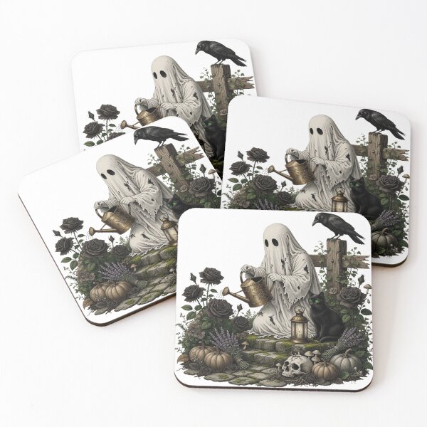 Item preview, Gothic Ghost Gardening with Black Cat Halloween Vintage designed and sold by CF_VintageDesign.