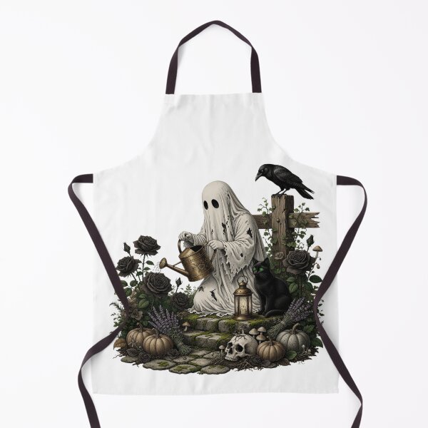Item preview, Gothic Ghost Gardening with Black Cat Halloween Vintage designed and sold by CF_VintageDesign.
