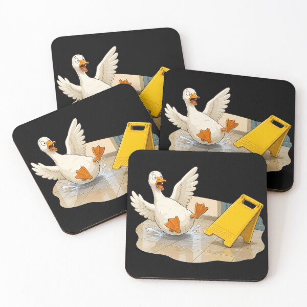 Item preview, Goose On A Slippery Floor designed and sold by Funny Vintage Stickers And T-Shirts.