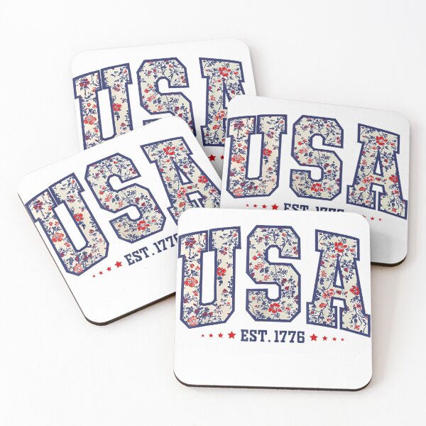 Item preview, Floral USA Est 1776 Patriotic Wildflower 4th of July Retro T-Shirt designed and sold by Voila-creative.