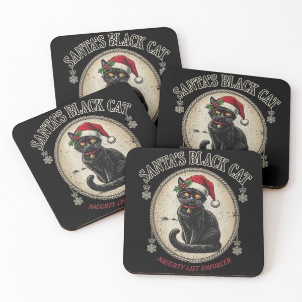 Item preview, Funny Santa's Black Cat Naughty List Enforcer Vintage Christmas Cat designed and sold by CF_VintageDesign.