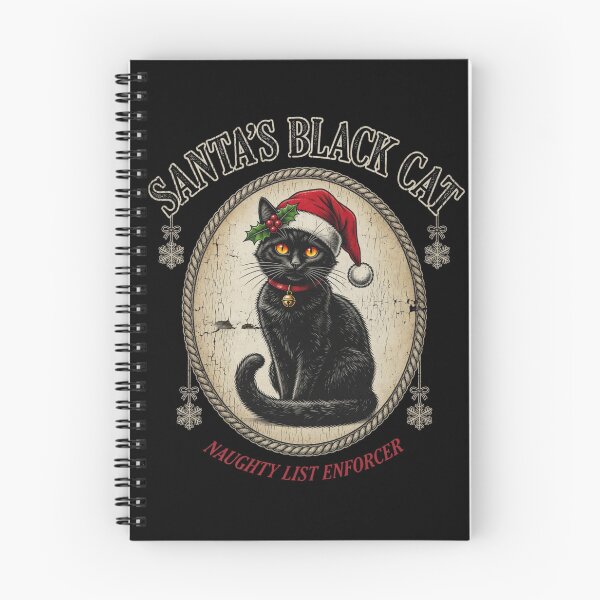 Item preview, Funny Santa's Black Cat Naughty List Enforcer Vintage Christmas Cat designed and sold by CF_VintageDesign.