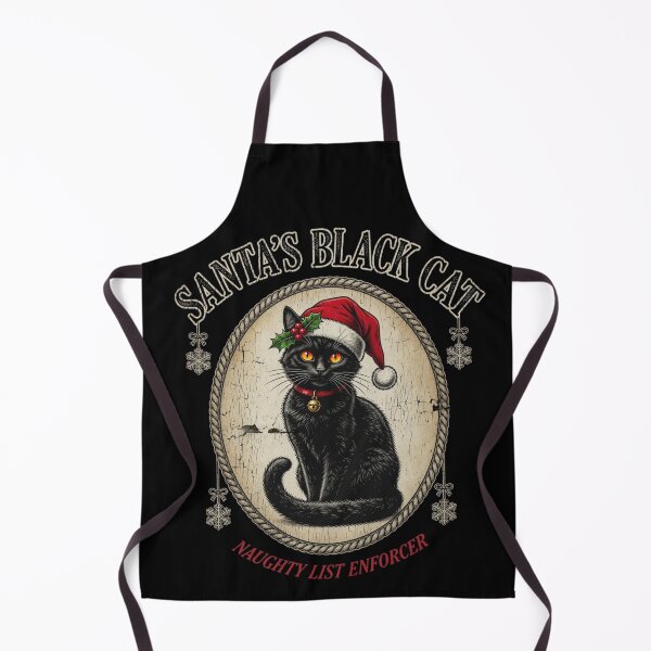 Item preview, Funny Santa's Black Cat Naughty List Enforcer Vintage Christmas Cat designed and sold by CF_VintageDesign.