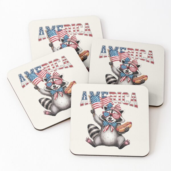 Item preview, America Patriotic Raccoon Shirt – Funny 4th of July Trash Panda USA Flag Hot Dog T-Shirt designed and sold by ZyxDes.