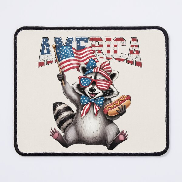 Item preview, America Patriotic Raccoon Shirt – Funny 4th of July Trash Panda USA Flag Hot Dog T-Shirt designed and sold by ZyxDes.