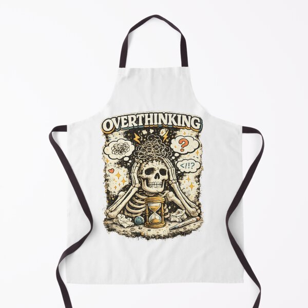 Item preview, OVERTHINKING Funny Skeleton Retro Vintage Anxiety Humor Design designed and sold by suthee navakul.