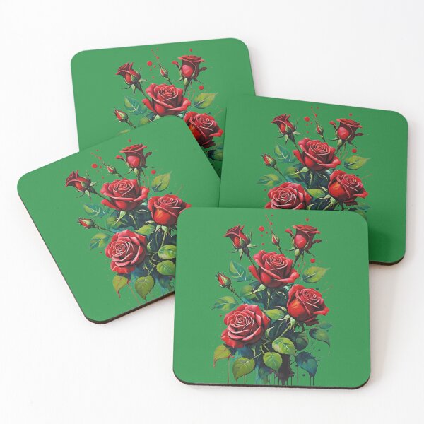Item preview, Red Roses Bouquet Watercolor Splatter Art designed and sold by AlxVel.