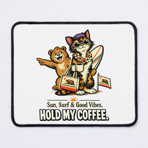 Item preview, Unbothered in California — Surf Cat Bear Humor Gift designed and sold by Martin's_Design.