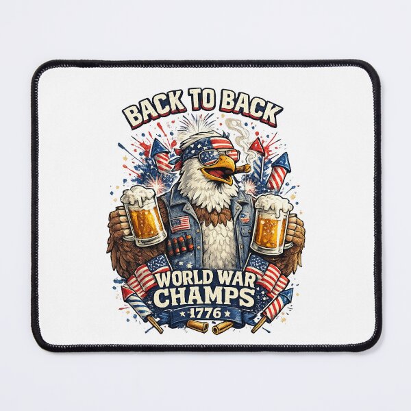 Item preview, Back To Back World War Champs 1776 Funny Patriotic Eagle USA Independence Day Shirt designed and sold by CreativeNest Prints.