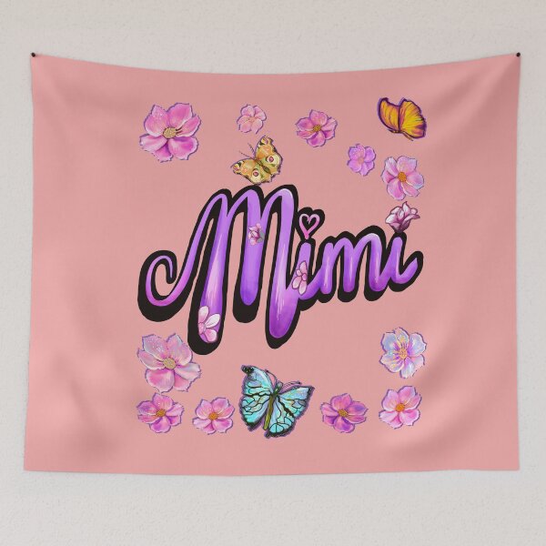 Item preview, Mimi Top 10 best personalised personalized custom name purple cursive with butterflies and soft pink flower petals designed and sold by Artonmytee.