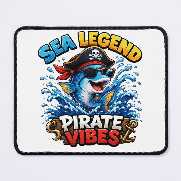 Item preview, Sea Legend Pirate Vibes Funny Pirate Fish Cartoon T-Shirt designed and sold by M.Store.