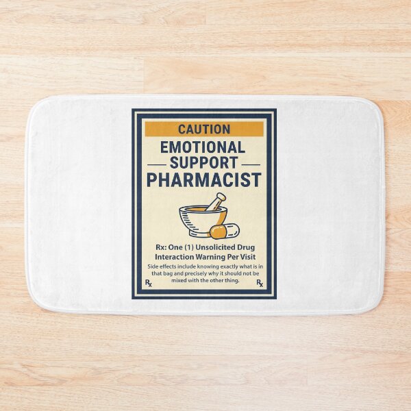 Item preview, Emotional Support Pharmacist Warning Label Funny Sarcastic Gift designed and sold by Osmose-Studio ⭐⭐⭐⭐⭐.