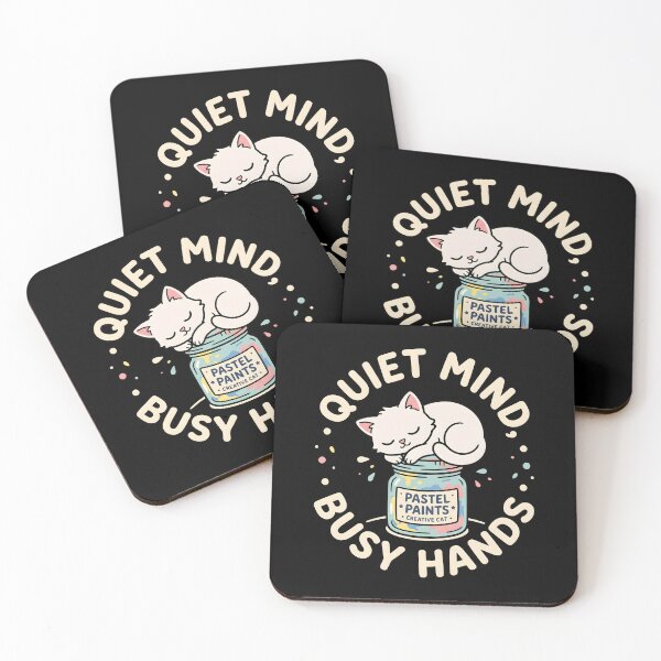 Item preview, Quiet Mind Busy Hands Pastel Paints Cat designed and sold by SplashTastic.