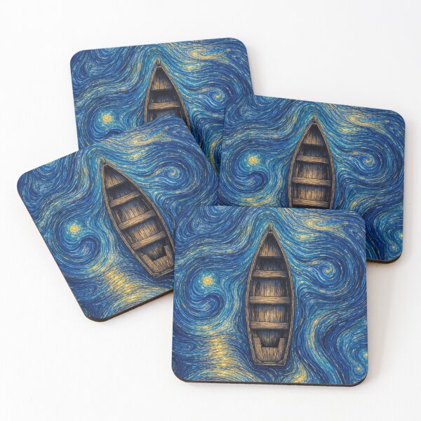 Item preview, Starry nights boat in river designed and sold by Anisha  Vaz.