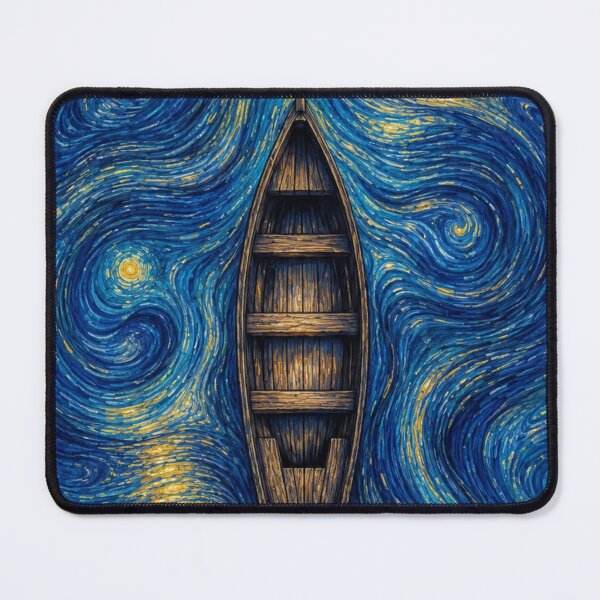 Item preview, Starry nights boat in river designed and sold by Anisha Vaz.
