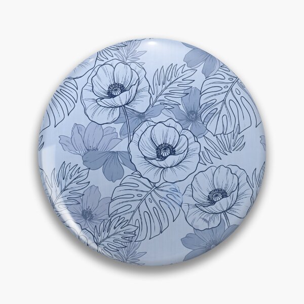 Item preview, Blue Botanical Seamless Poppy Pattern designed and sold by SplashTastic.