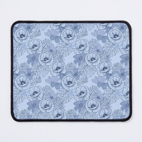 Item preview, Blue Botanical Seamless Poppy Pattern designed and sold by SplashTastic.