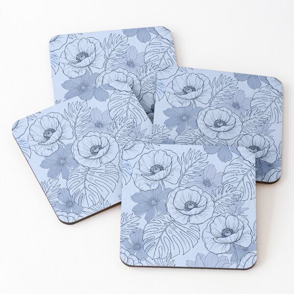 Item preview, Blue Botanical Seamless Poppy Pattern designed and sold by SplashTastic.