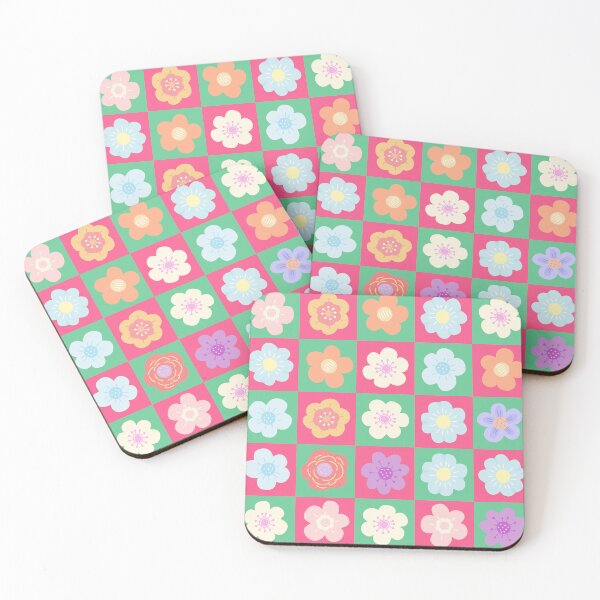 Item preview, Retro Floral Checkerboard Pattern designed and sold by HappySunday001.