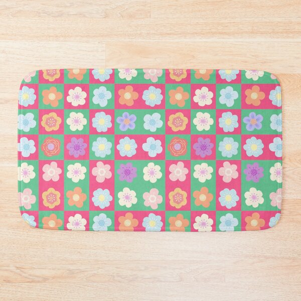 Item preview, Retro Floral Checkerboard Pattern designed and sold by HappySunday001.