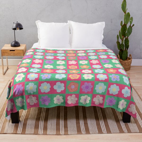 Item preview, Retro Floral Checkerboard Pattern designed and sold by HappySunday001.