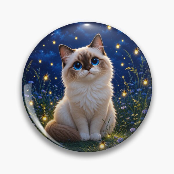 Item preview, 'Sapphire the Midnight Firefly Kitty' designed and sold by Cutes Creatives Co.