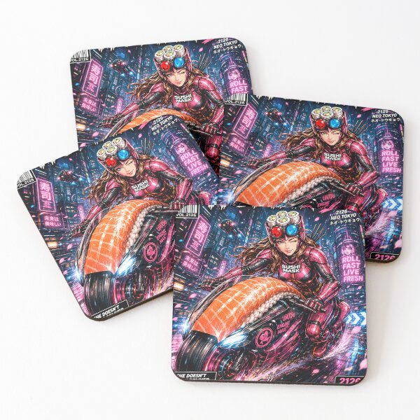Item preview, Sushi Mask Woman Neo – 2126 NEO TOKYO | Cyberpunk Sushi Motorcycle | Japanese Retro Future Anime designed and sold by Japan Cyberpunk Universe & Surreal Characters.