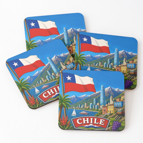 Item preview, Chile with Andes Mountains and Coastal City designed and sold by Myra365Art.