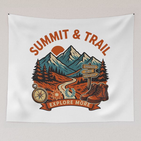 Item preview, Vintage Summit Trail Hiking Vector Badge Logo designed and sold by Gabe1983.