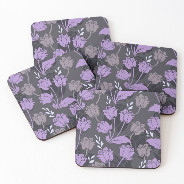 Item preview, purple seamless flower pattern in the dark background designed and sold by Elisayuma.