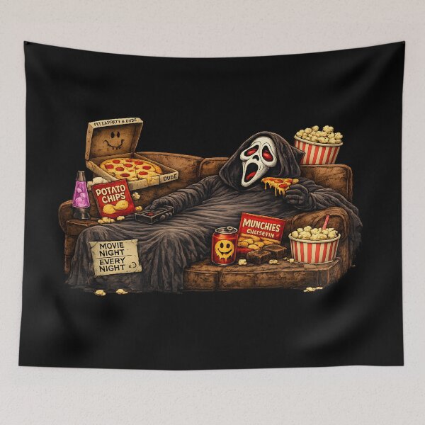 Item preview, Ghostface Movie Night Funny Horror Parody | Pizza, Popcorn & Couch Chill | WAZZUP! designed and sold by RockyLambda.