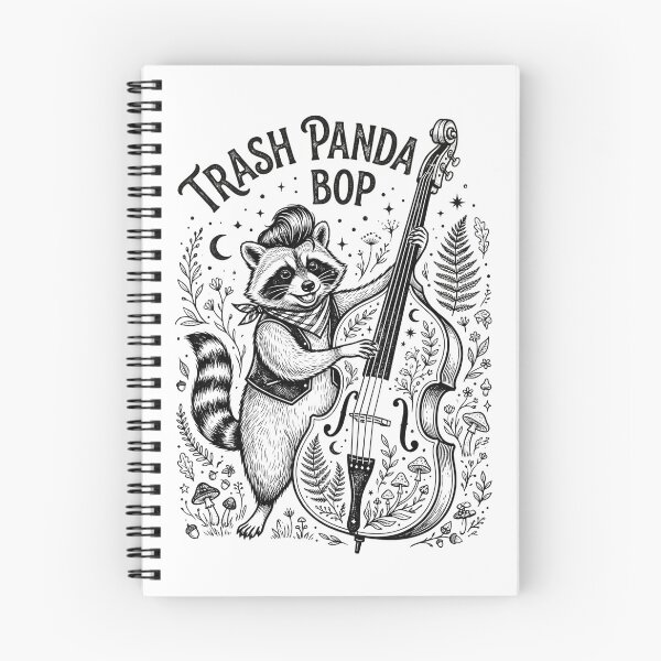 Item preview, Trash Panda Bop Vintage Engraving Raccoon Upright Bass Illustration Graphic Tee designed and sold by Ortsas.