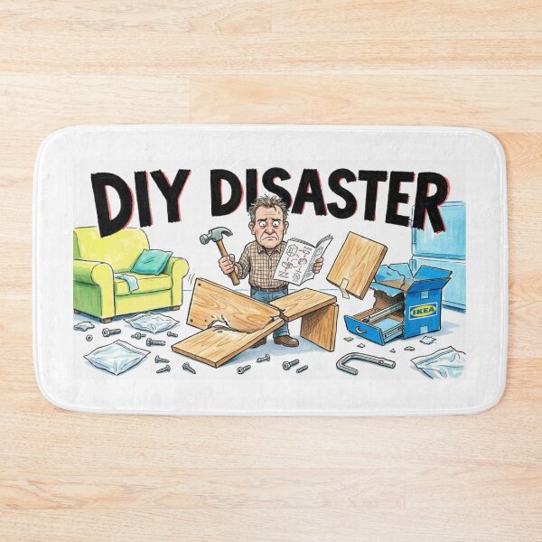 Item preview, DIY Disaster - Furniture Assembly Fail Funny Cartoon designed and sold by Petringo.