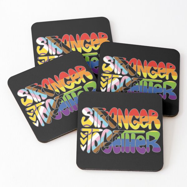 Item preview, Stronger Together Pride Flag Text Art (black bg) designed and sold by dysperdis.