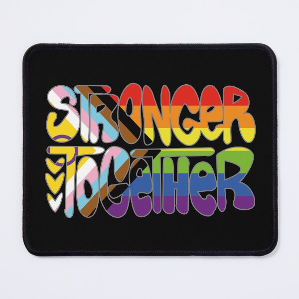 Item preview, Stronger Together Pride Flag Text Art (black bg) designed and sold by dysperdis.