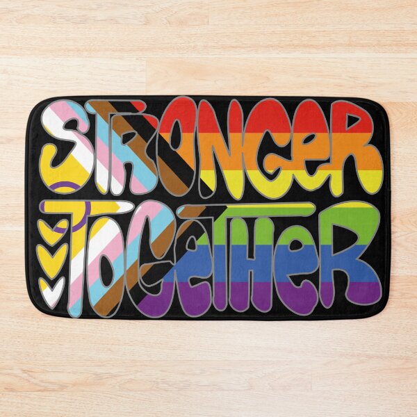 Item preview, Stronger Together Pride Flag Text Art (black bg) designed and sold by dysperdis.
