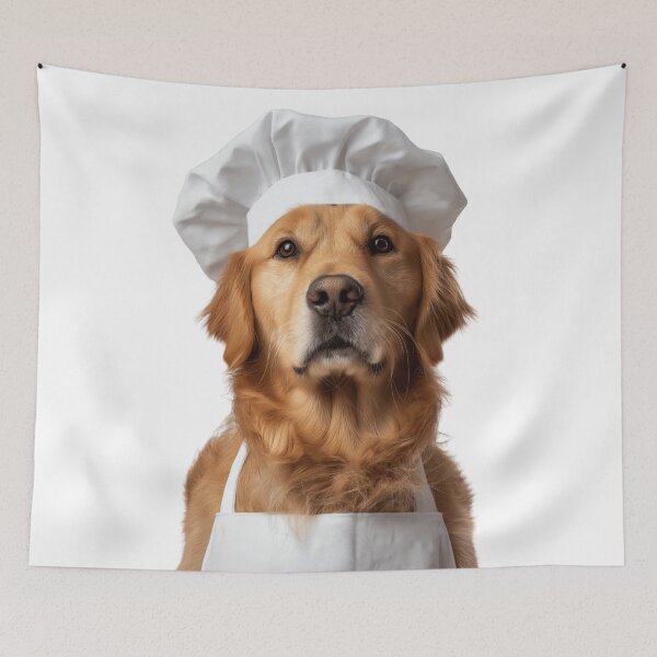 Item preview, Funny Golden Retriever Dog Chef Realistic Animal Cooking Humor Art designed and sold by LazyOwlStore.