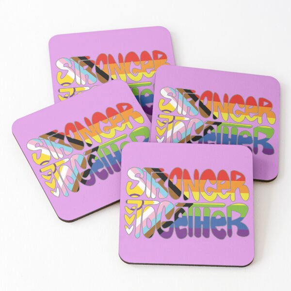Item preview, Stronger Together Pride Flag Text Art (pink bg) designed and sold by dysperdis.