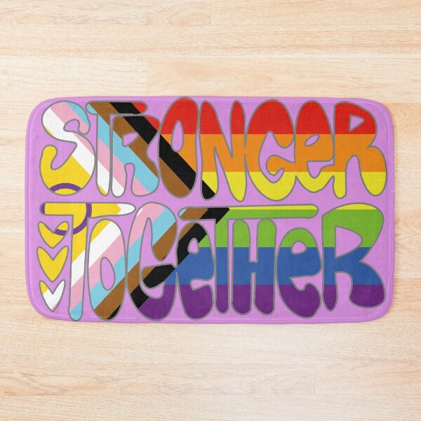 Item preview, Stronger Together Pride Flag Text Art (pink bg) designed and sold by dysperdis.