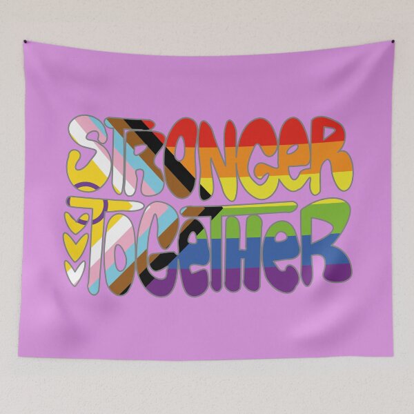 Item preview, Stronger Together Pride Flag Text Art (pink bg) designed and sold by dysperdis.