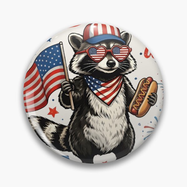 Item preview, Red White & Feral Raccoon Shirt – Funny Patriotic Trash Panda 4th of July T-Shirt designed and sold by ZyxDes.