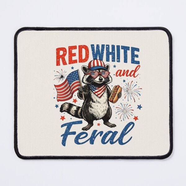 Item preview, Red White & Feral Raccoon Shirt – Funny Patriotic Trash Panda 4th of July T-Shirt designed and sold by ZyxDes.
